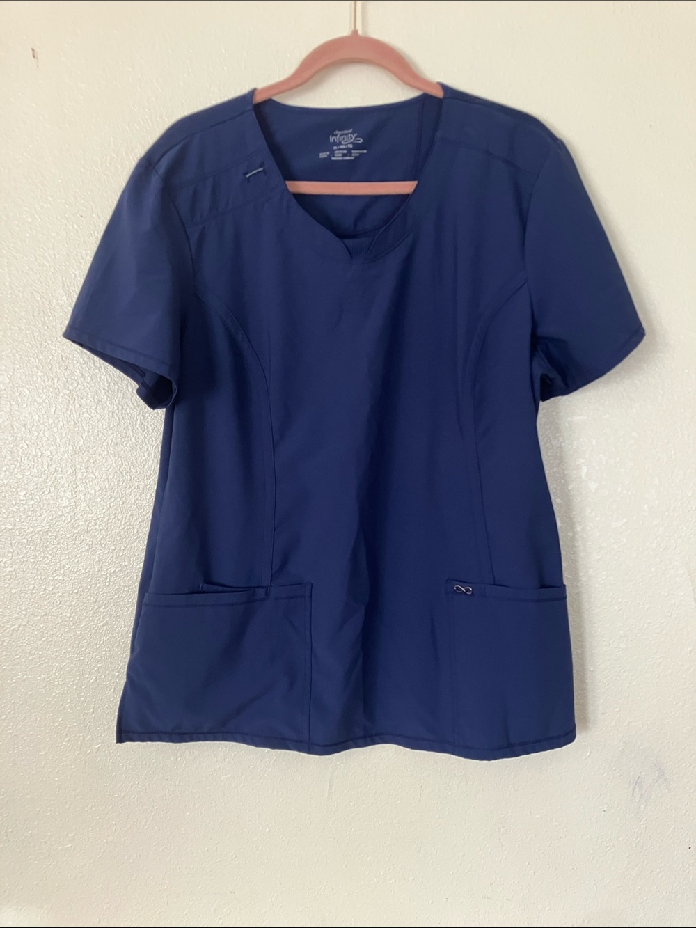 Cherokee Infinity Split Round Neck Solid Scrub Top, XL
